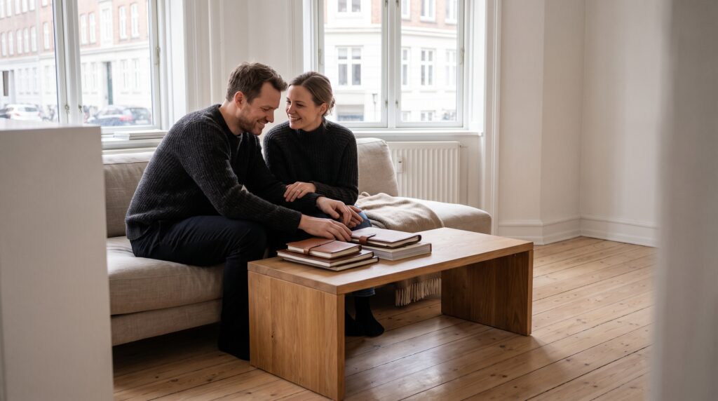 Voksne i et moderne dansk miljø med plads til nysgerrighed